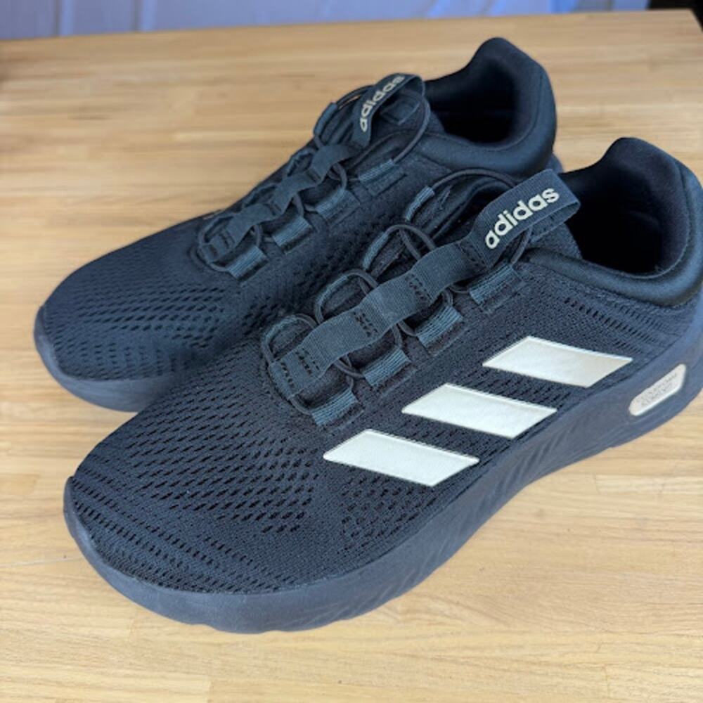 Adidas Cloudfoam Comfy Women Sneaker Size 7 Black Champagne JI3373 Athletic NWOB